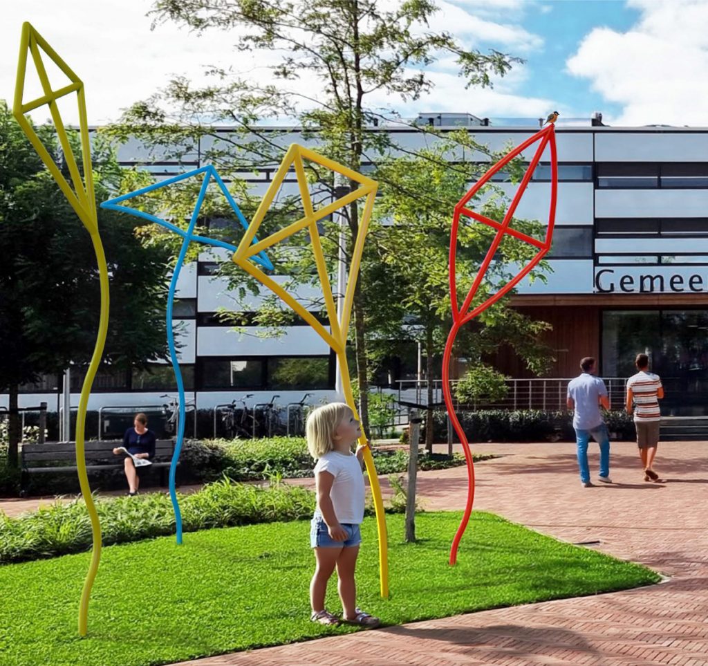 Een afbeelding die laat zien hoe het kunstwerk er straks uit moet zien.